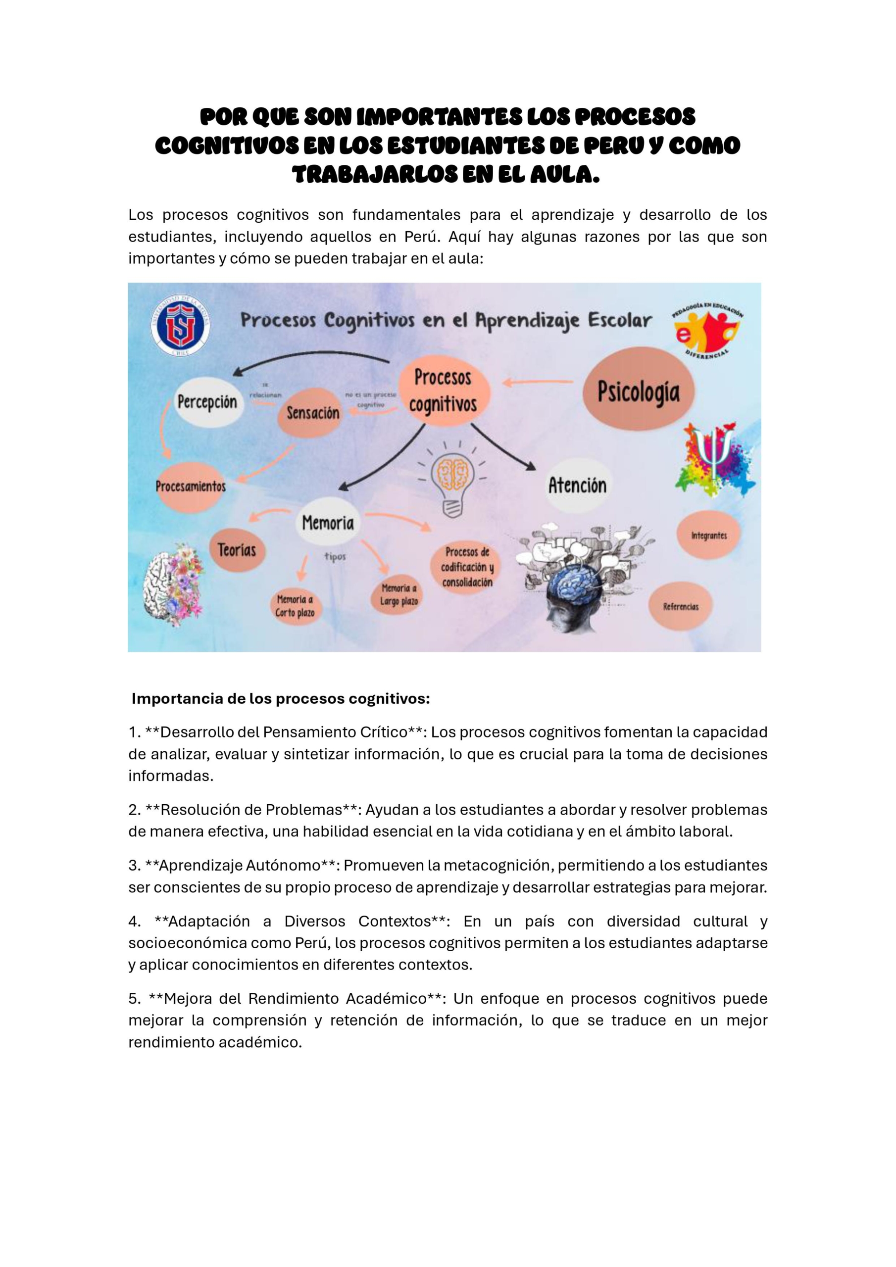 POR QUE SON IMPORTANTES LOS PROCESOS COGNITIVOS EN LOS ESTUDIANTES DE PERU Y COMO TRABAJARLOS EN EL AULA-imágenes-0